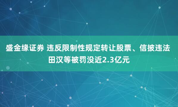 盛金缘证券 违反限制性规定转让股票、信披违法 田汉等被罚没近2.3亿元