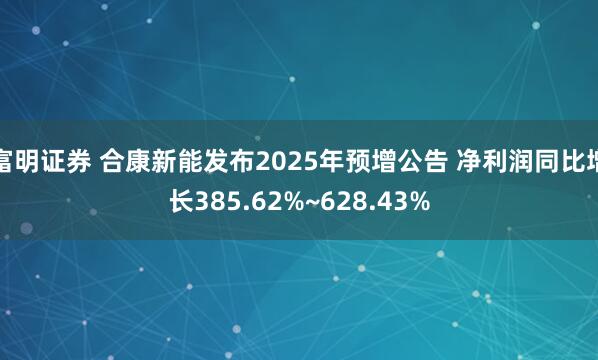 富明证券 合康新能发布2025年预增公告 净利润同比增长385.62%~628.43%